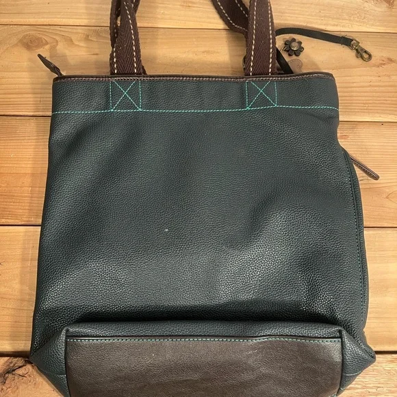 CHALA Paw Prints Tote Handbag Purse Dog Bone Bag Blue and Brown - Picture 5 of 11